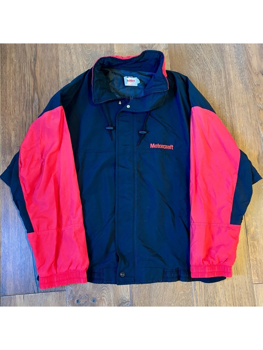VINTAGE 80s 90s Motorcraft Windbreaker Colorblock Jacket, Large, Made In USA